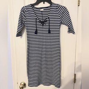 Hollister Junior's Small navy blue & white striped dress or cover-up nautical
